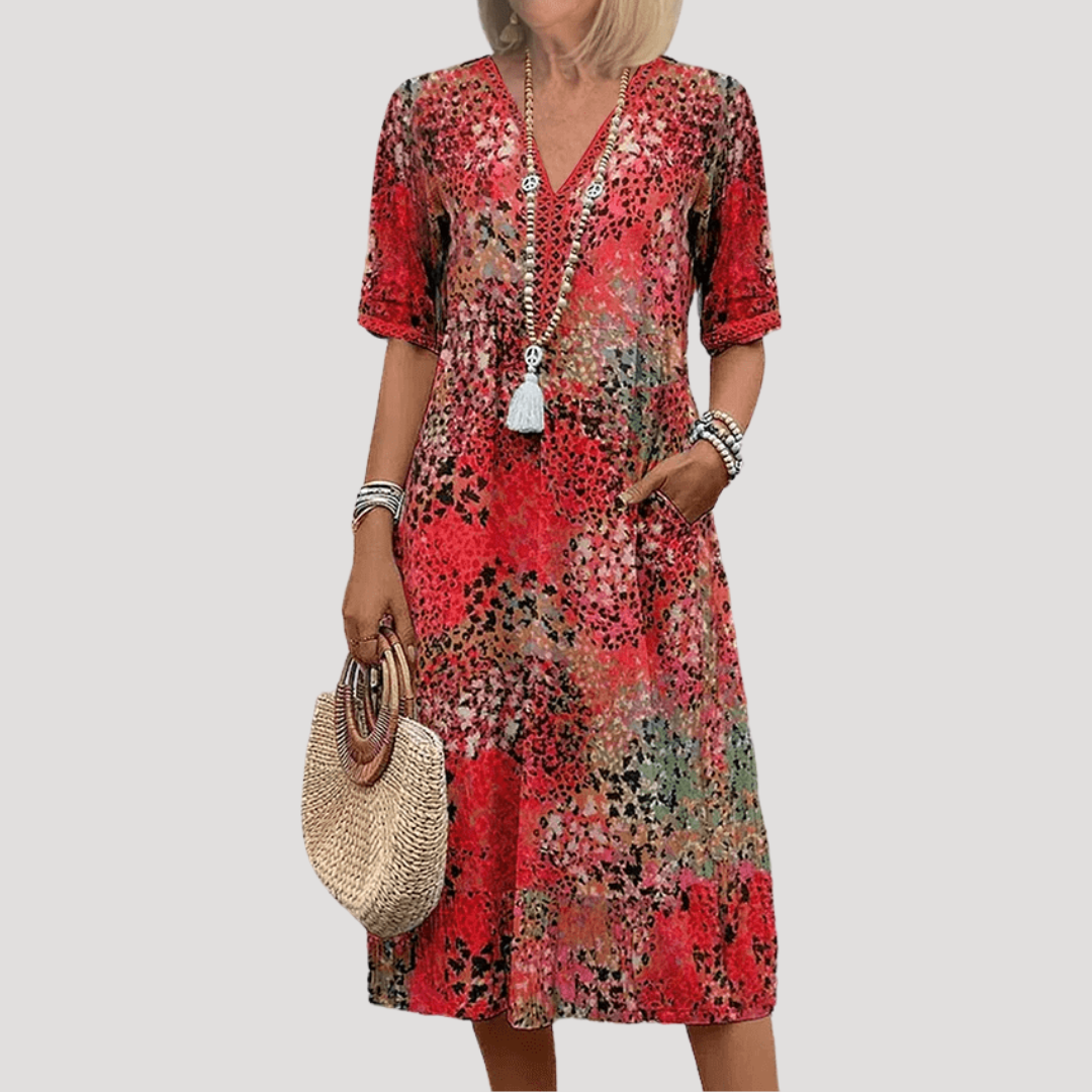 Floral Midi Beach Dress with Relaxed Summer Fit