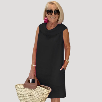 Women’s Flowy Summer Cowl Neck Shift Dress