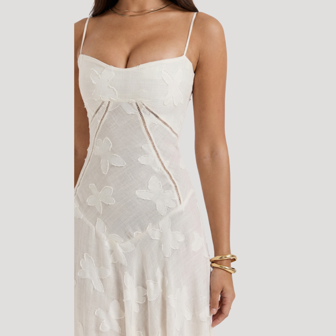 Lace Maxi Dress – Spaghetti Strap Fitted Design – Evening Wear