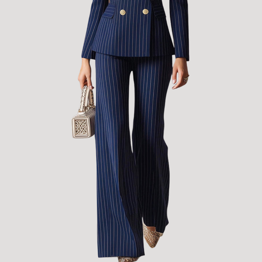 Women’s Double Breasted Elegant Pinstripe Trouser Suit