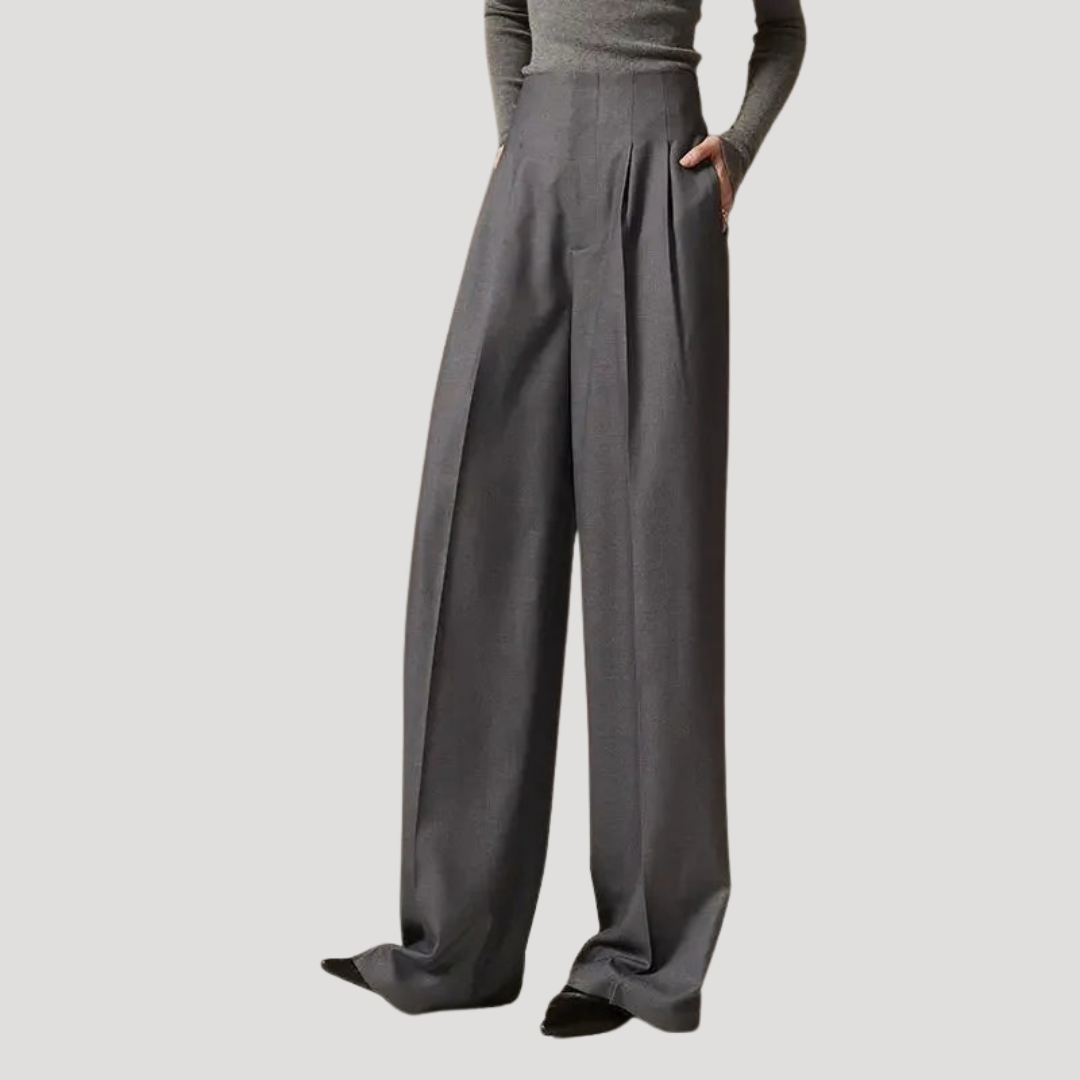 Women's High Waisted Pleated Trousers – Wide Leg Smart Casual Pants