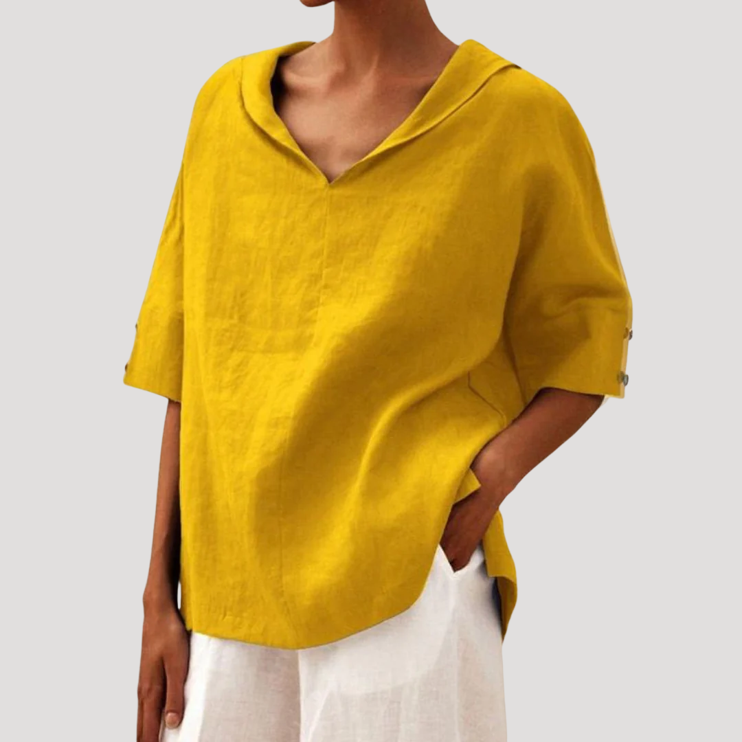 Women's Relaxed Cotton Notch Neck Blouse