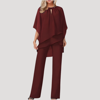 Women’s Elegant Chiffon Co-ord Trouser Suit – Two-Piece Set