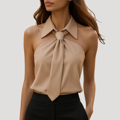 Women’s Elegant Halter Neck Tie Blouse