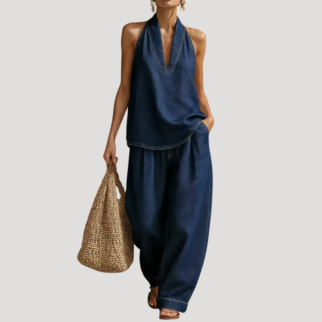 Women’s Denim Halter Neck Summer Co-Ord Set
