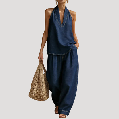 Women’s Denim Halter Neck Summer Co-Ord Set
