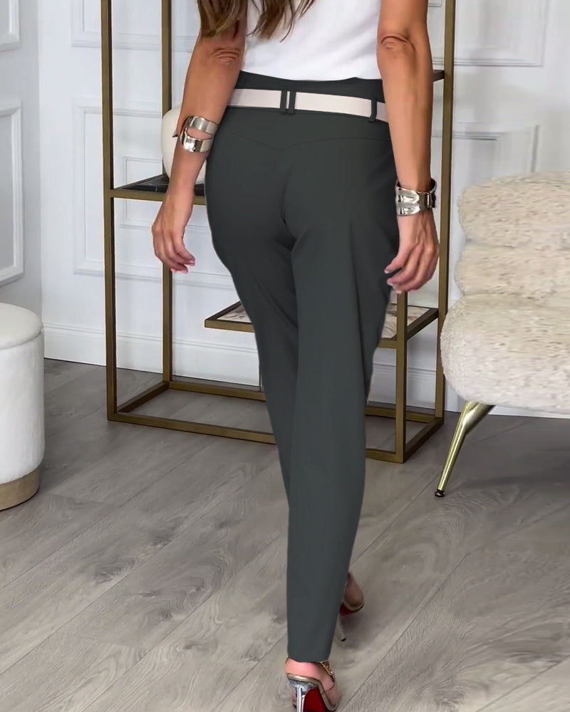 Sybille - Patchwork Trousers with Belt