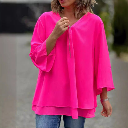 Lorelai | Chiffon Blouse with Zip Fastening