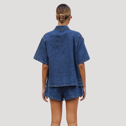Women’s Denim Shirt and Shorts Co-Ord Set