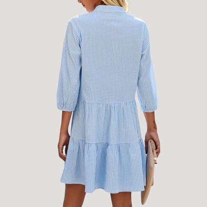 Gingham Shirt Dress with Button Front for Warm Weather Days