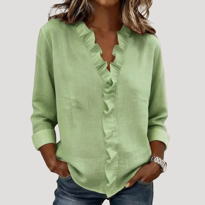 Women’s Elegant Long Sleeve Ruffle Blouse