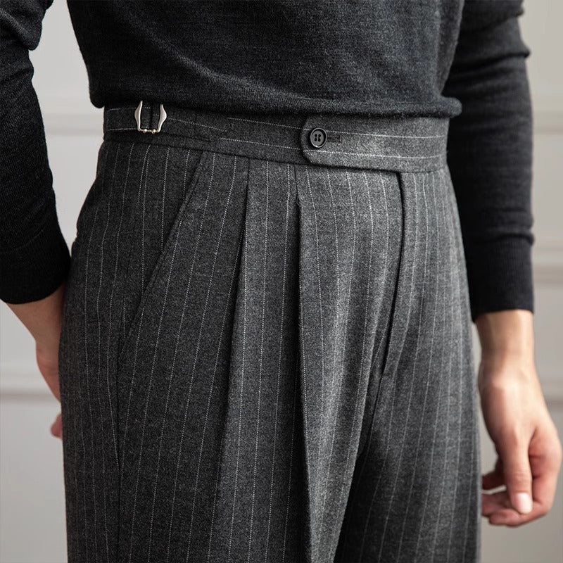 Pinstripe Pleated Banking Trousers "Frankfurt"