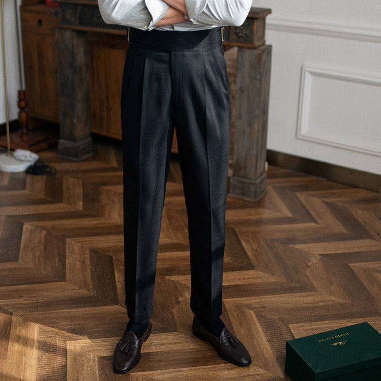 Gurkha Pleated Straight Trousers Cipressa