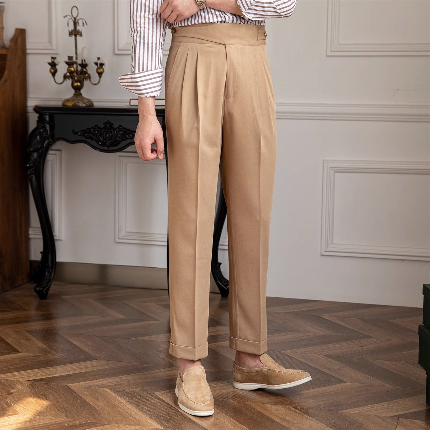 Moneglia Straight Cut Pleated Trousers