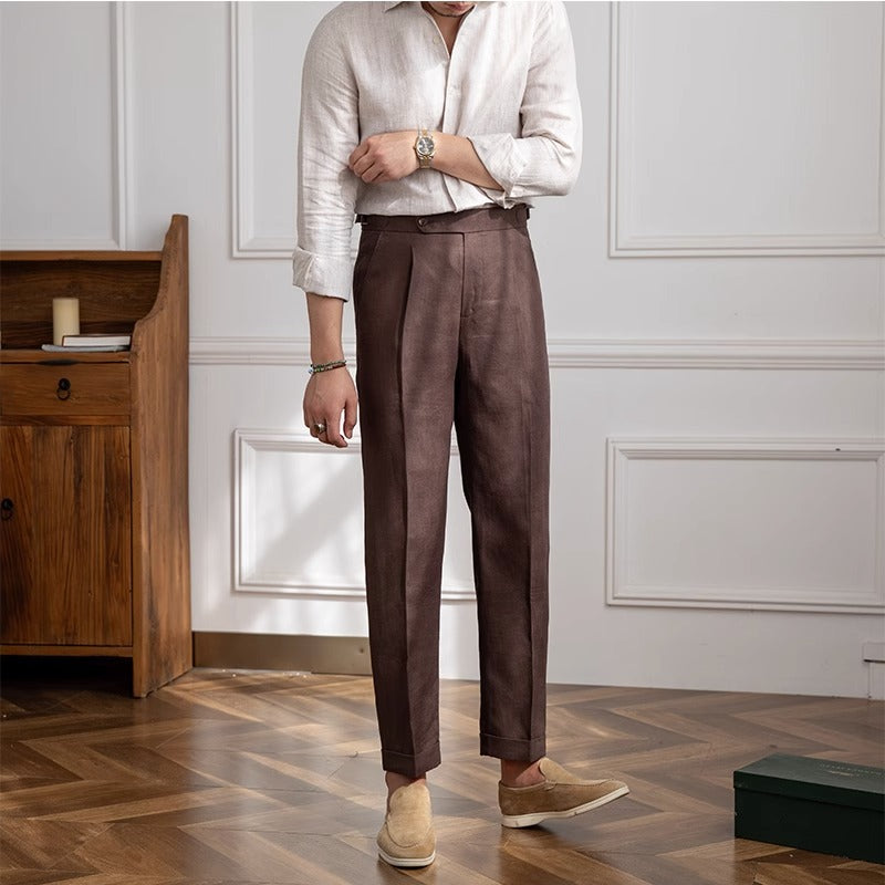 Pleated Linen Trousers Monte Carlo