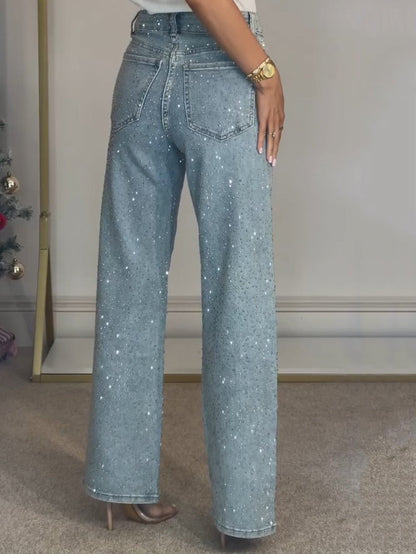 Alida - High-waisted jeans with diamonds