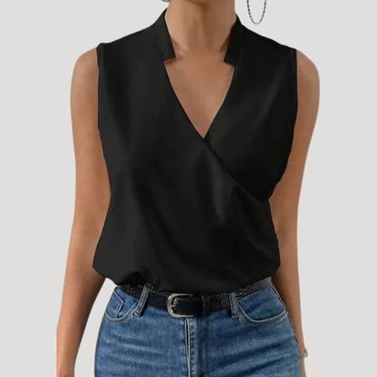 Women's Chic Wrap-Front Sleeveless Blouse