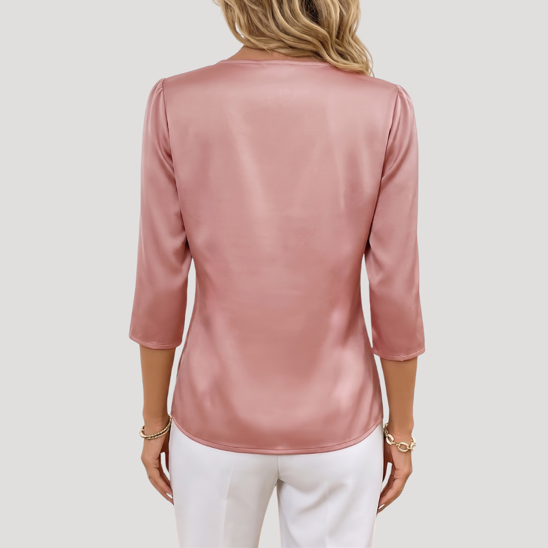 Women’s Elegant Satin Wrap Tie Blouse