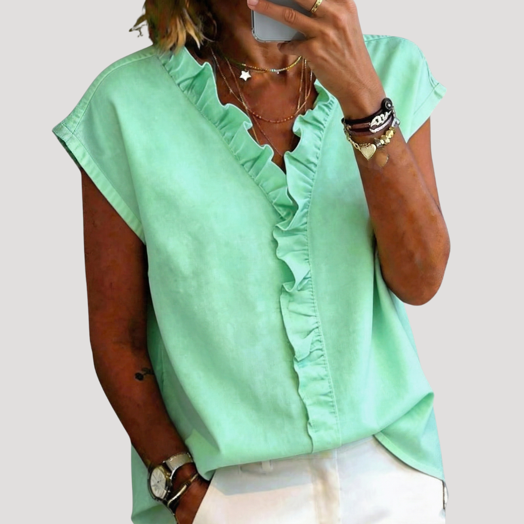 Women’s Elegant Sleeveless Ruffle Blouse