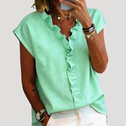 Women’s Elegant Sleeveless Ruffle Blouse