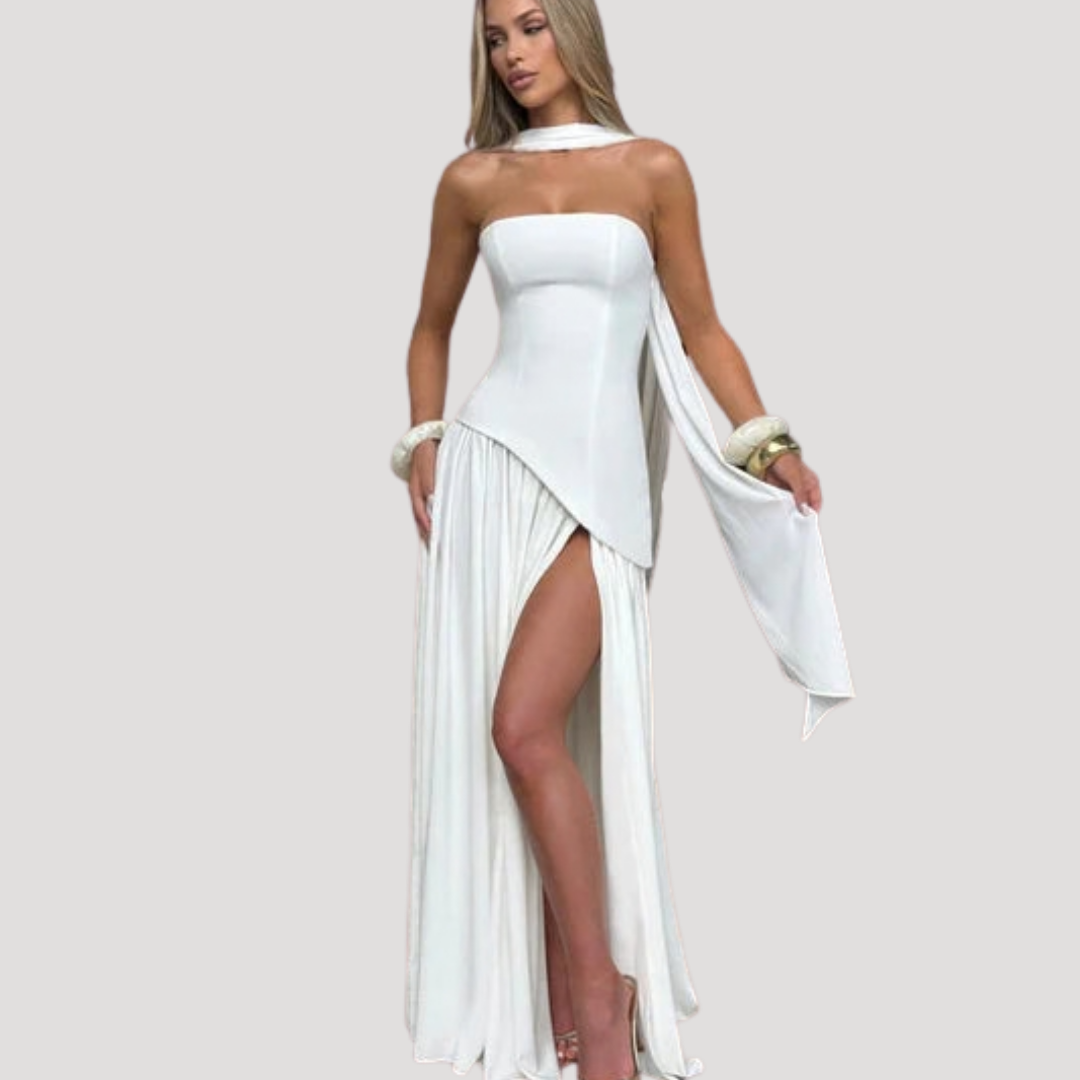 Elegant Strapless Pleated Maxi Dress for Prom and Evening Events