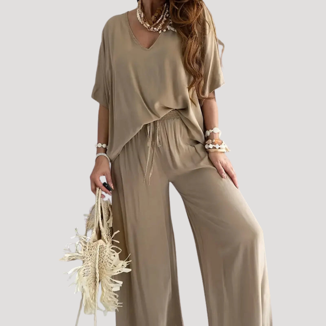Women’s Summer Comfort Wide Leg Co Ord Trouser Set