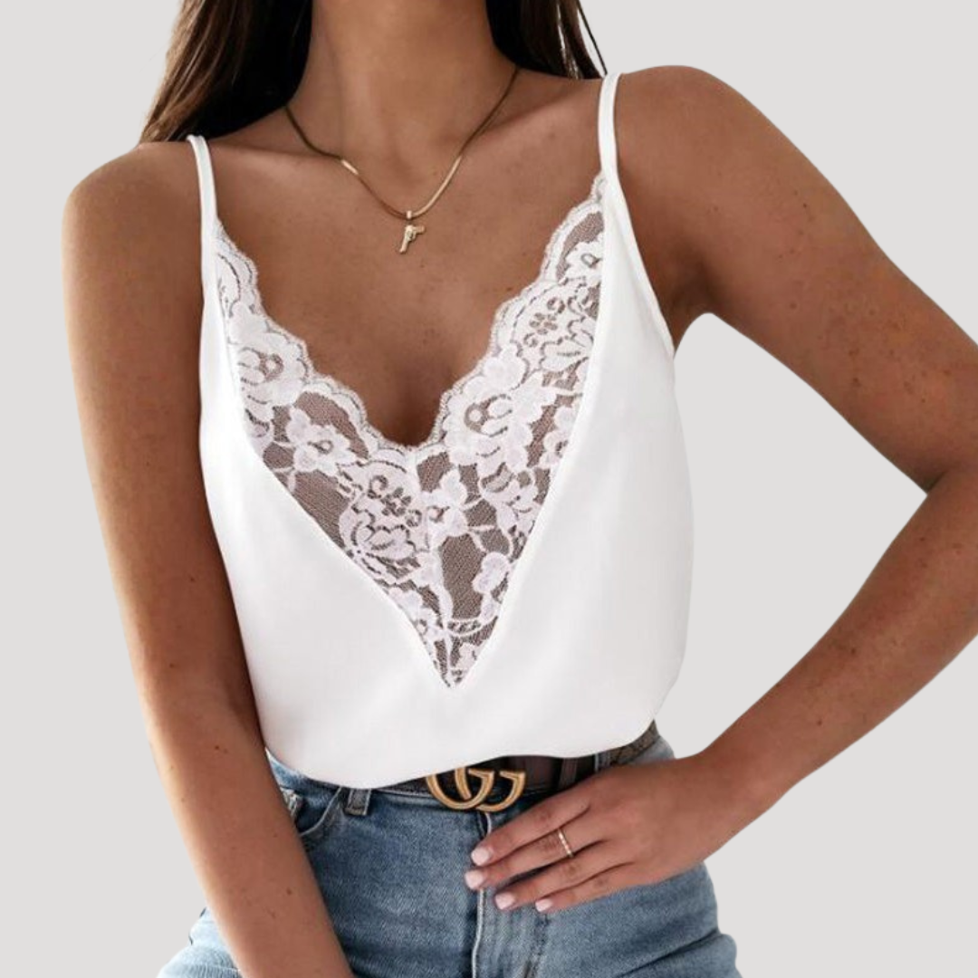 Women’s Lace Trim V Neck Cami Top