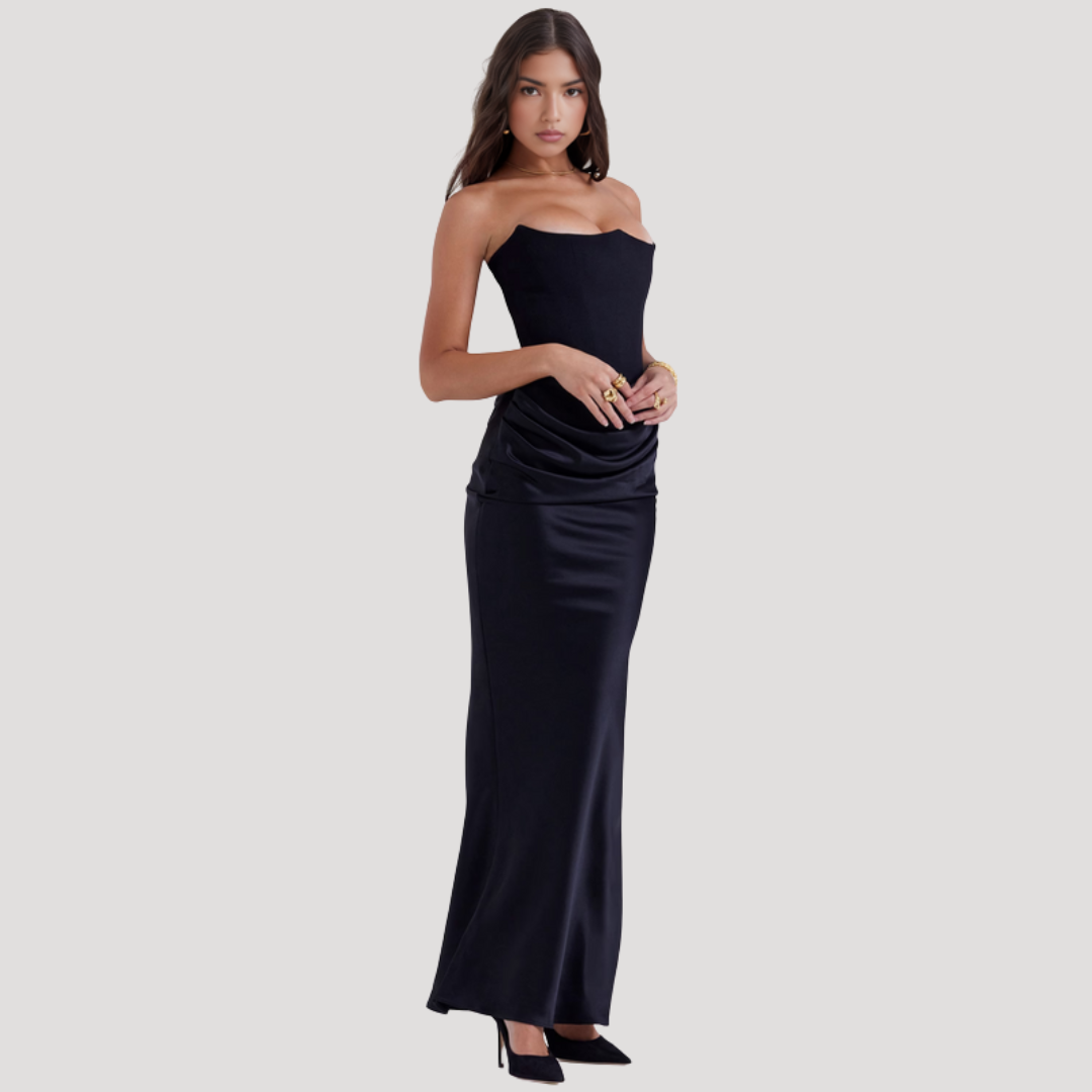 Women’s Elegant Strapless Evening Maxi Dress