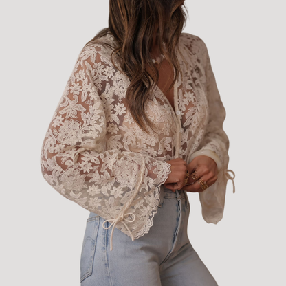 Women’s Elegant Lace Long Sleeve Blouse