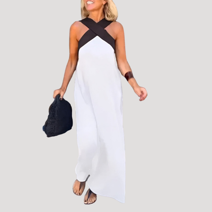 Cross-Over Halter Neck Maxi Dress
