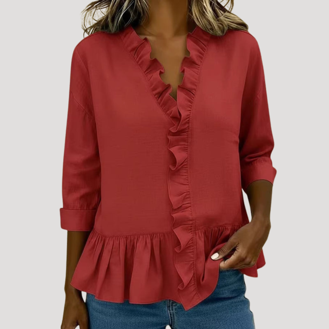 Women’s Ruffle Long Sleeve Peplum Blouse