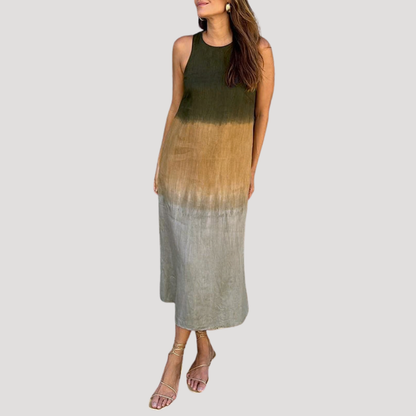 Sleeveless Ombre Midi Shift Dress