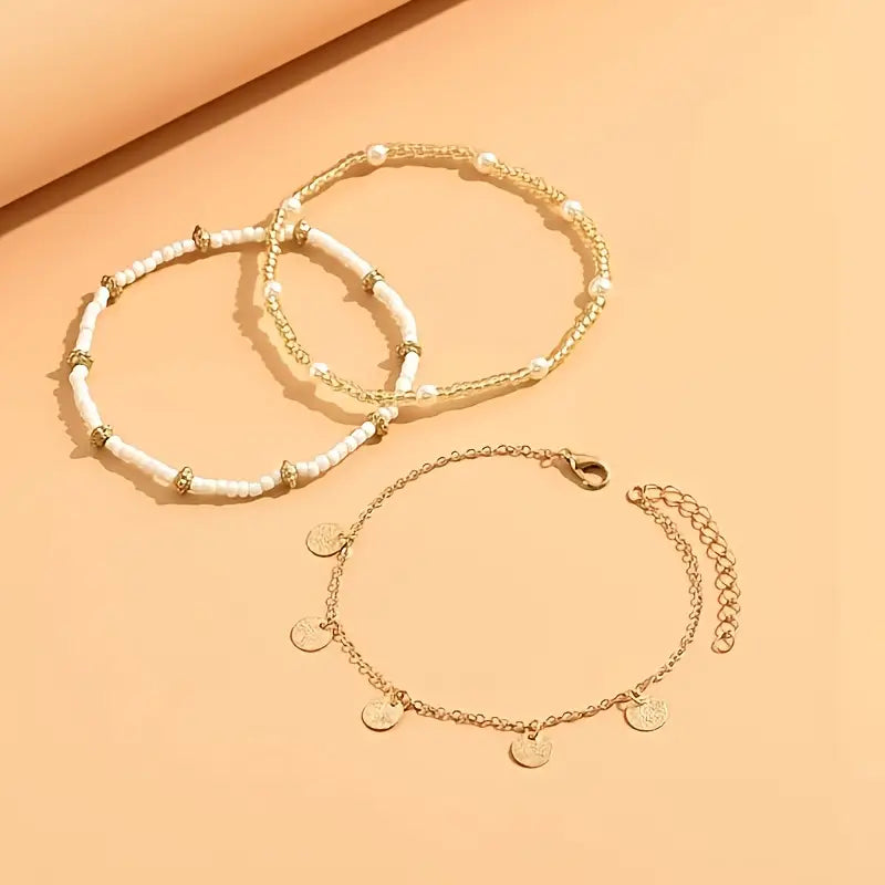 Set of 3 Layered Anklets