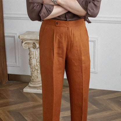 Pleated Linen Trousers Monte Carlo