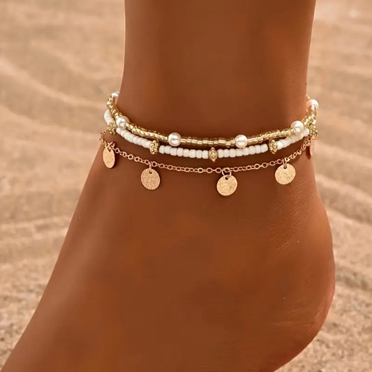 Set of 3 Layered Anklets