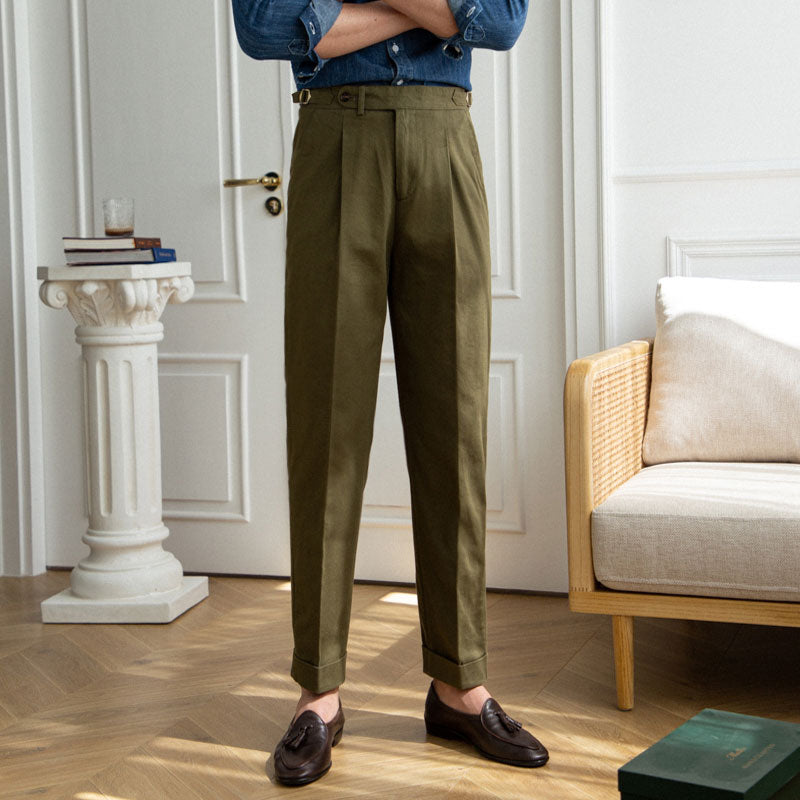 Straight Cotton Canvas Trousers Antibes