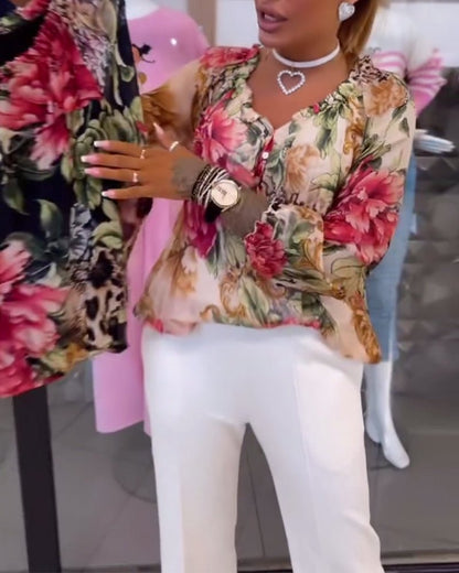 Elsie | Floral Blouse with V-Neck