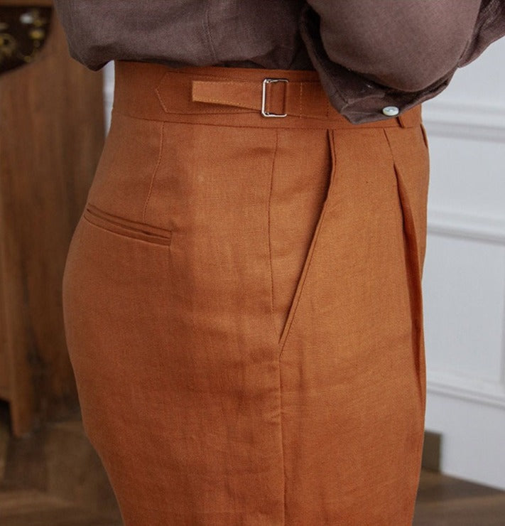 Pleated Linen Trousers Monte Carlo