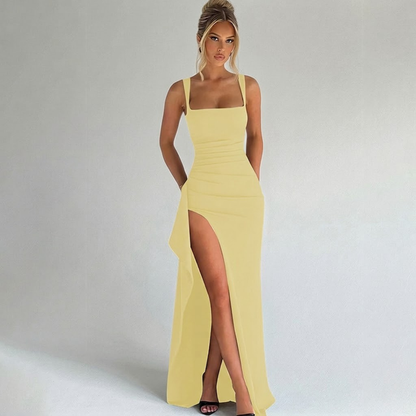Elegant Square Neck Maxi Dress for Evening Events