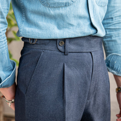 Straight Cotton Canvas Trousers Riviera