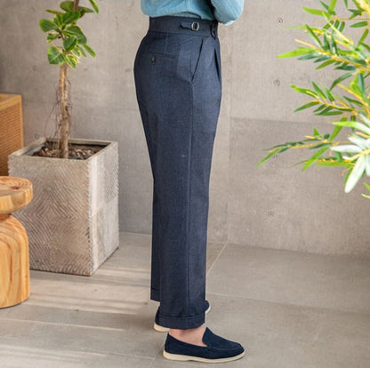 Straight Cotton Canvas Trousers Riviera