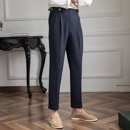 Double Pleat Airy Seersucker Trousers Positano