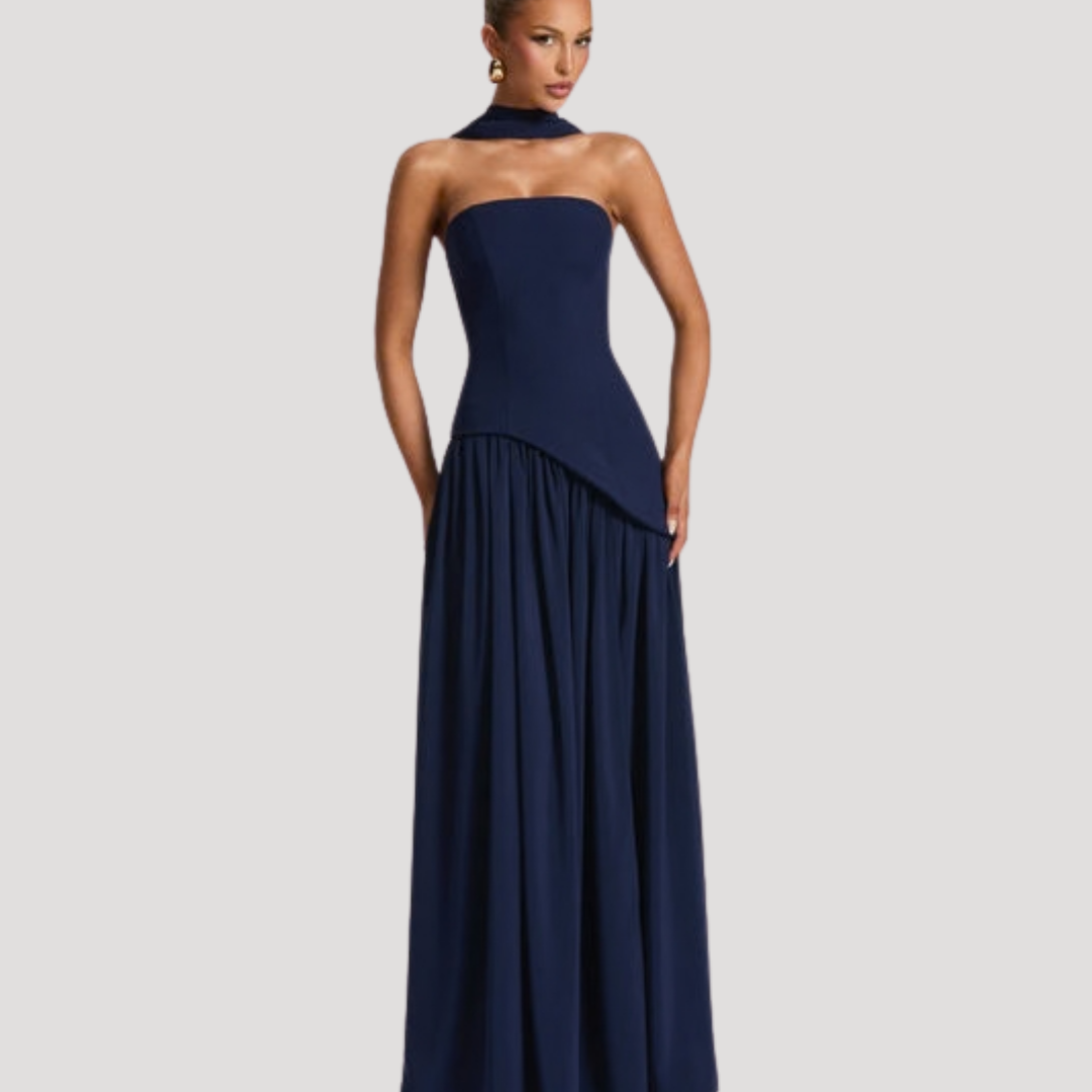 Elegant Strapless Pleated Maxi Dress for Prom and Evening Events