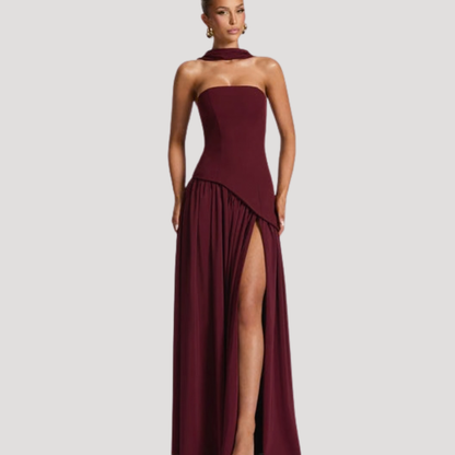 Elegant Strapless Pleated Maxi Dress for Prom and Evening Events