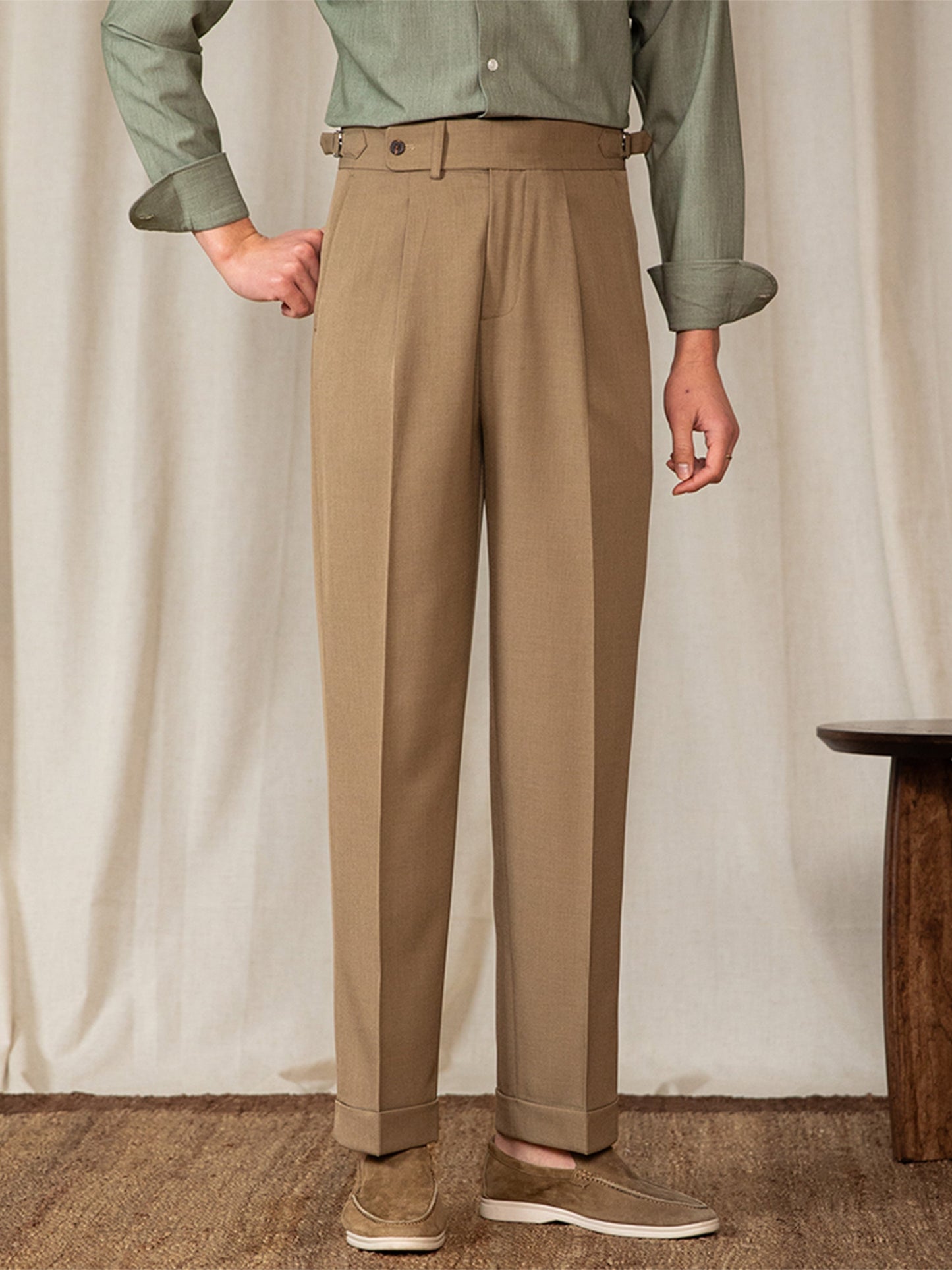 Pleated Straight Trousers Pompei
