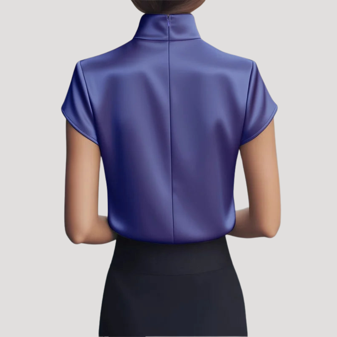 Women’s Elegant High Neck Pleated Blouse