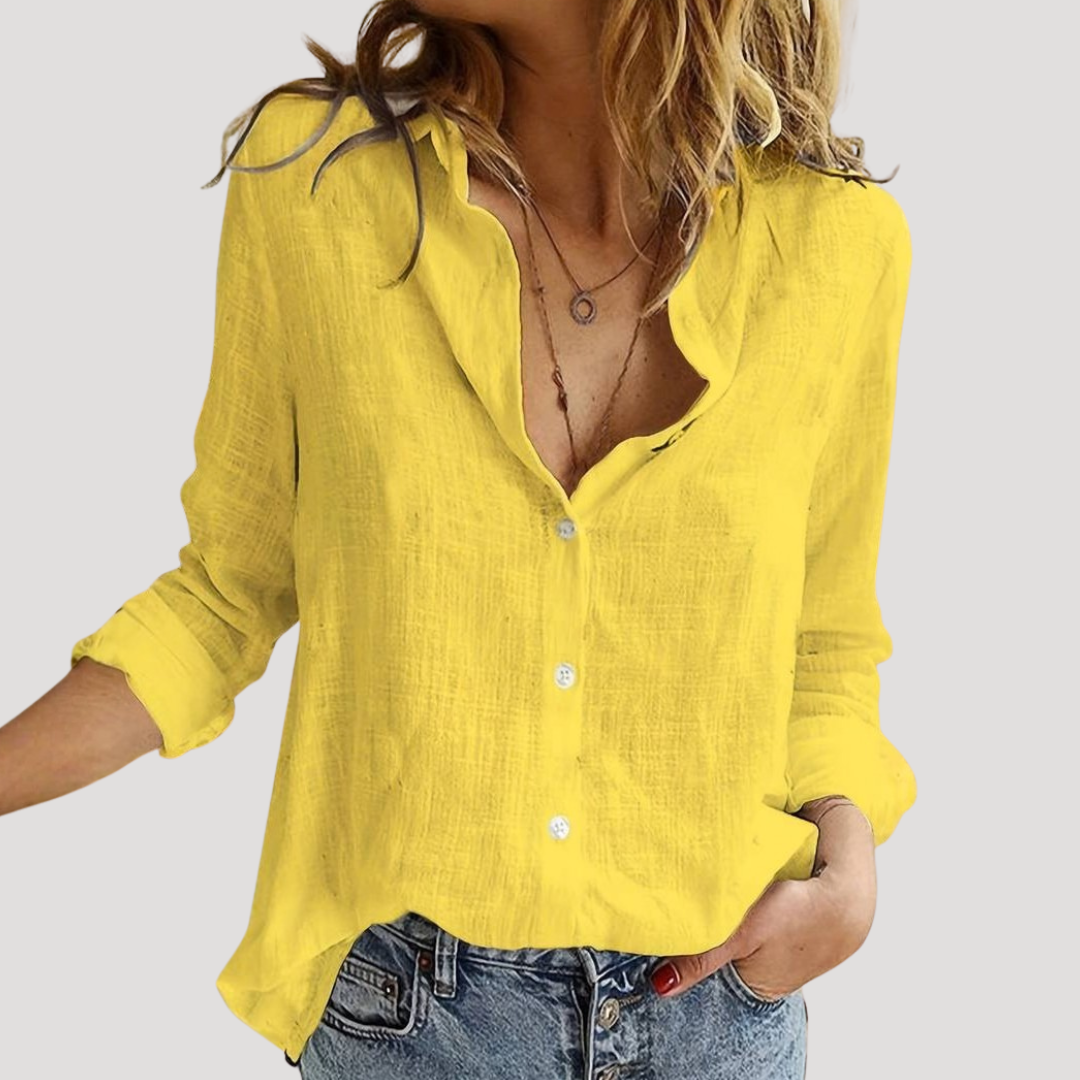 Women's Soft Touch Linen Blend Casual Shirt Blouse
