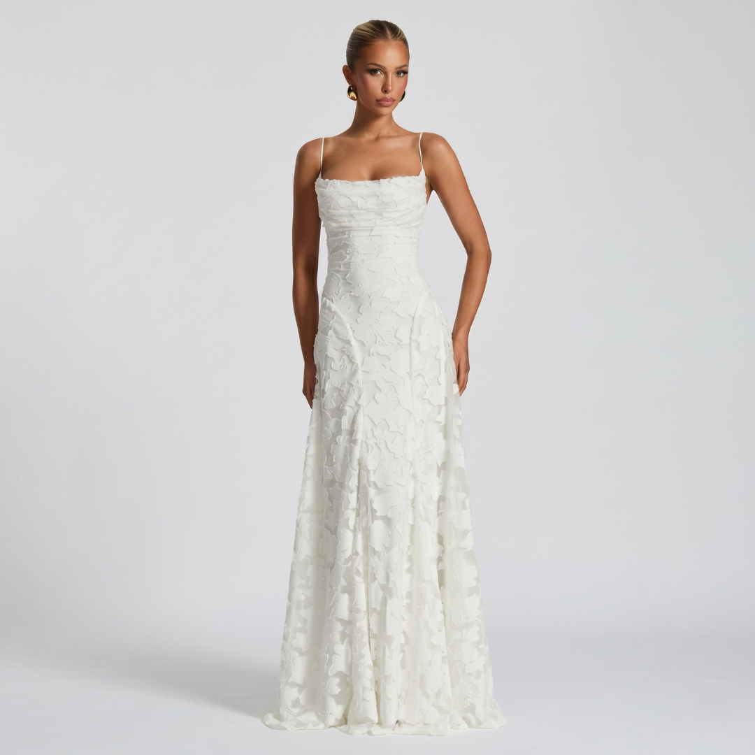 Women’s Elegant A-Line Lace Maxi Dress for Evening Events
