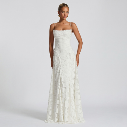 Women’s Elegant A-Line Lace Maxi Dress for Evening Events
