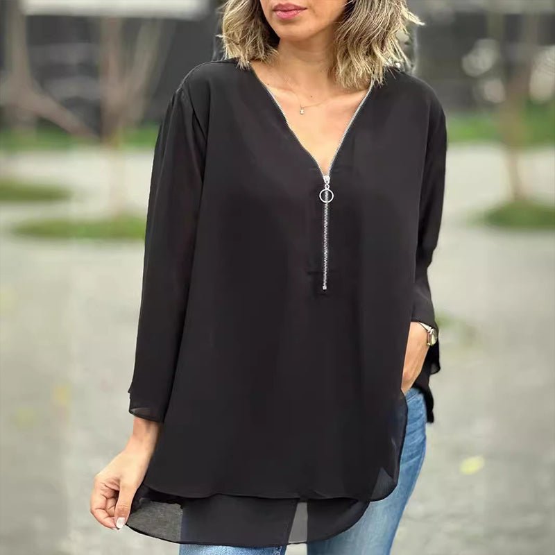 Lorelai | Chiffon Blouse with Zip Fastening